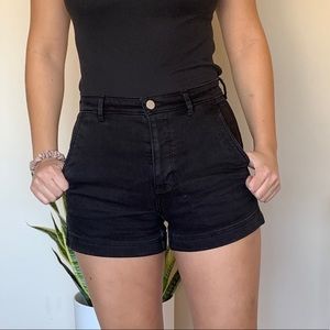 Everlane Black Cotton Twill High Rise Shorts